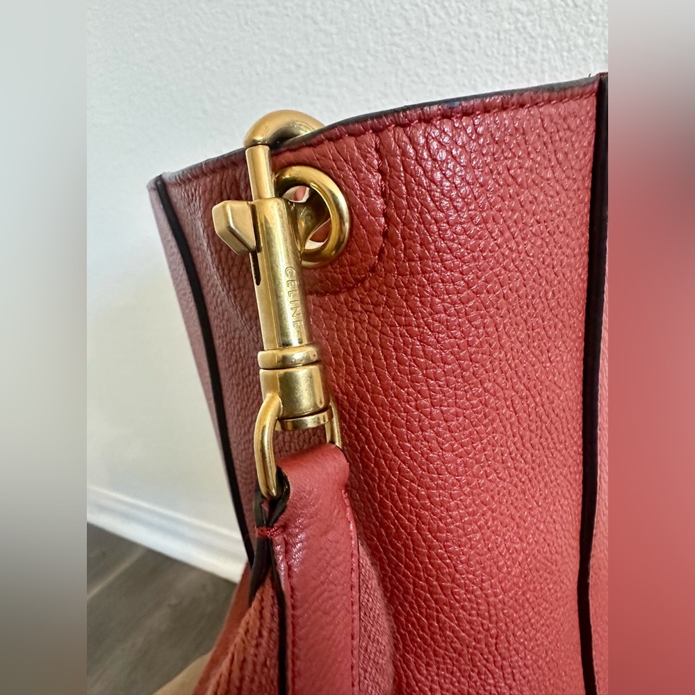 Celine Brick Red Tote with Gold Accents - Picture 9 of 15